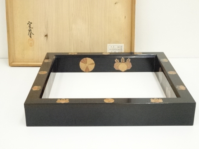茶道具 輪島塗 黒真塗 花丸蒔絵 炉縁【北浜宗真作】共箱 宗 sou::お茶道具・着物のお店